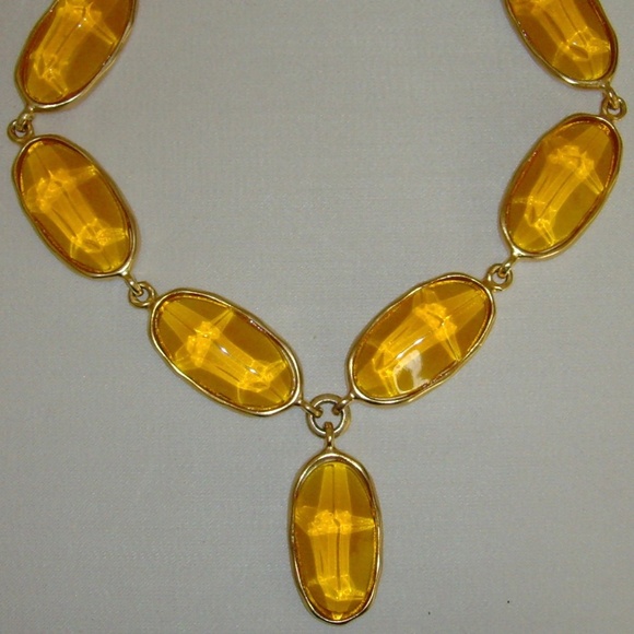 Kenneth Lane Matte Gold-Tone and Lucite Necklace - Picture 6 of 11